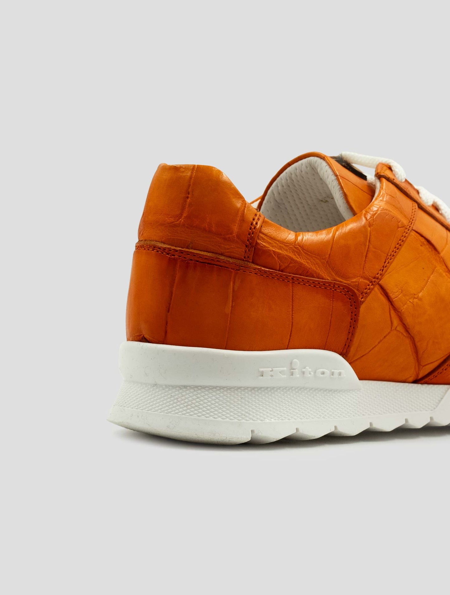 Kiton Orange Leather Crocodile Sneakers