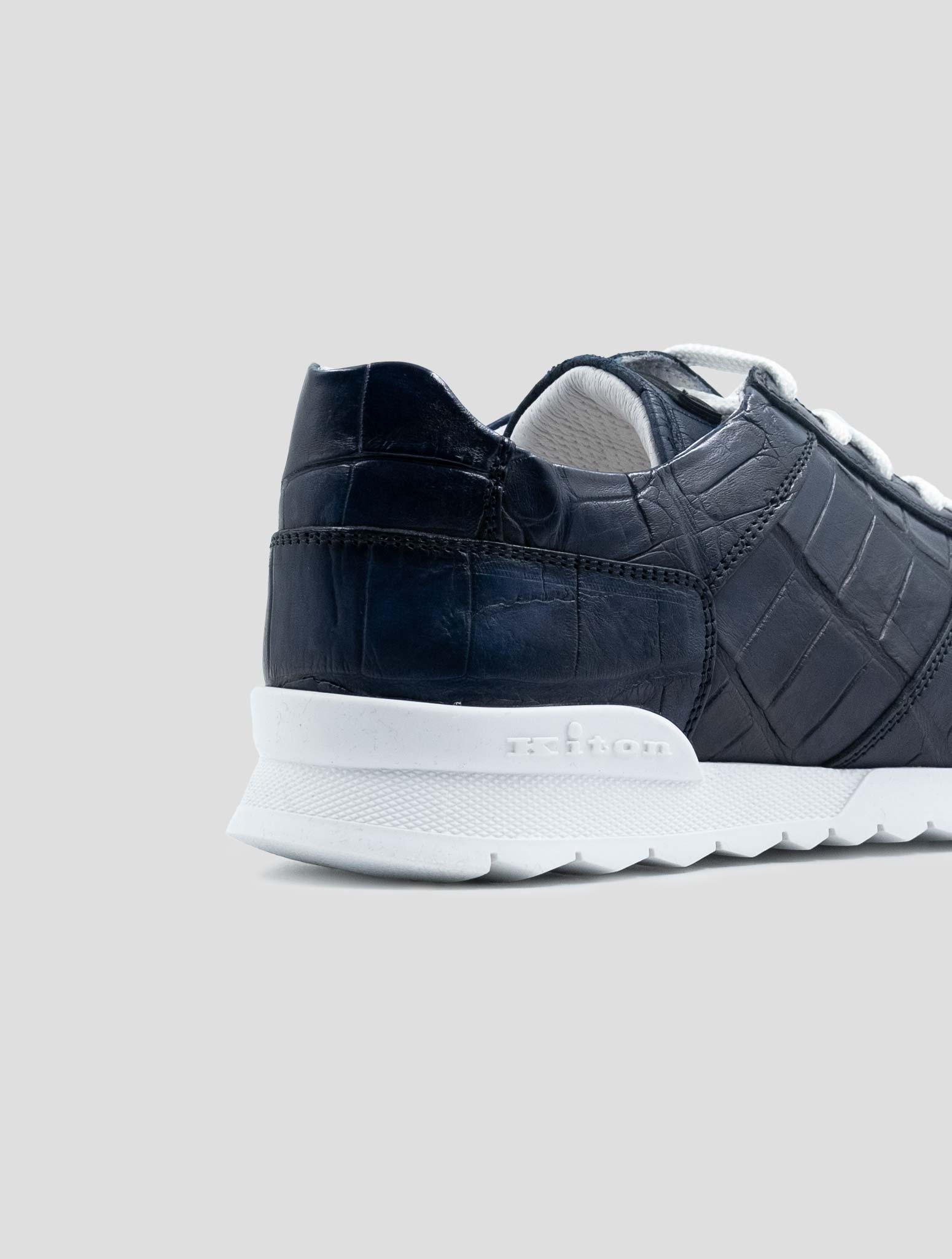 Kiton Blue Leather Crocodile Sneakers
