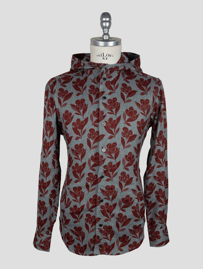 Kiton Gray Burgundy Cotton Shirt Mariano