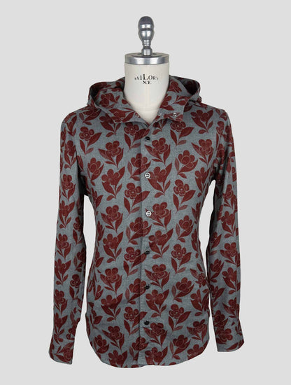 Kiton Gray Burgundy Cotton Shirt Mariano