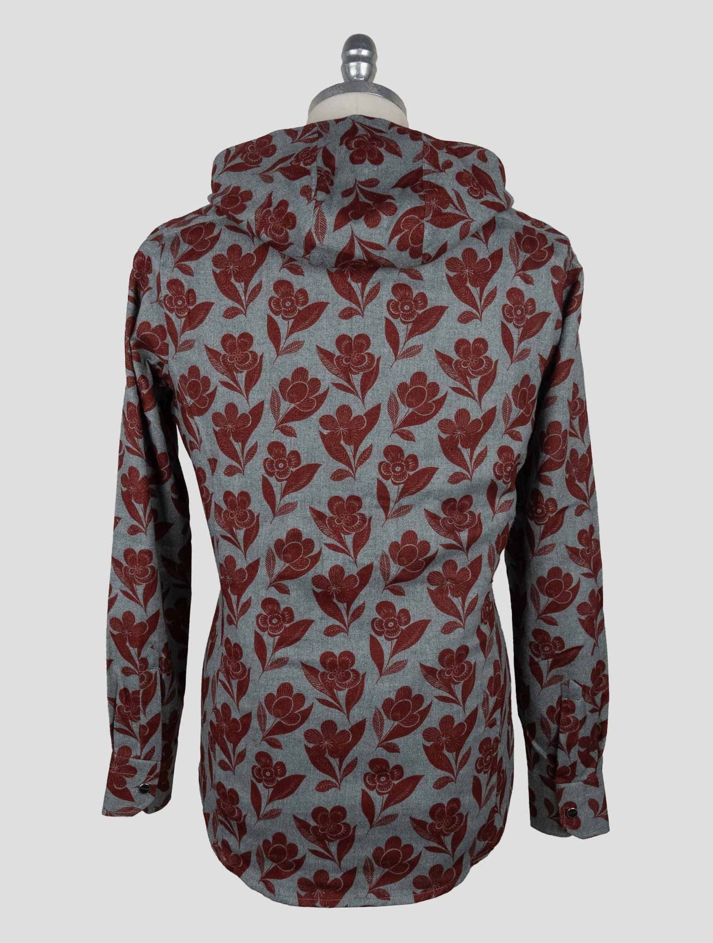 Kiton Gray Burgundy Cotton Shirt Mariano