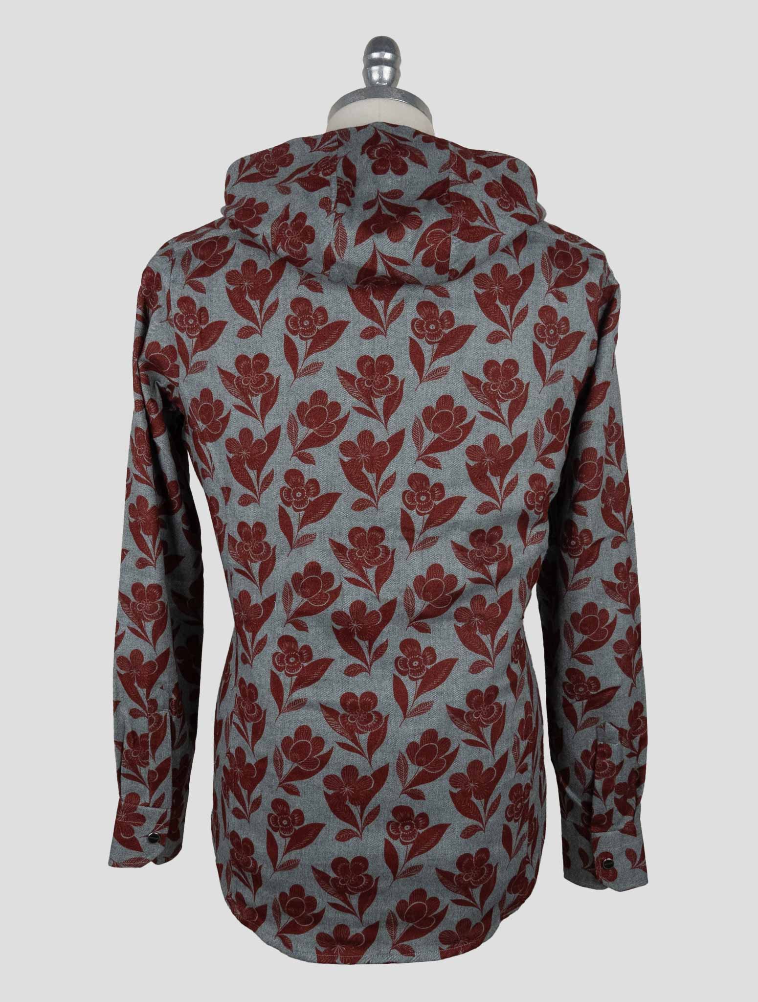 Kiton Gray Burgundy Cotton Shirt Mariano