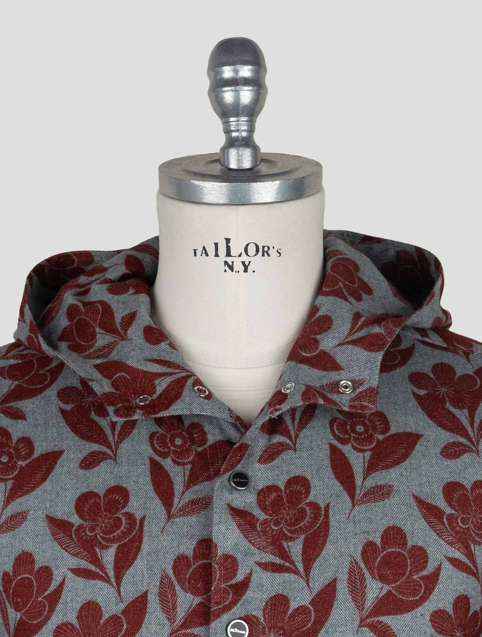 Kiton Gray Burgundy Cotton Shirt Mariano