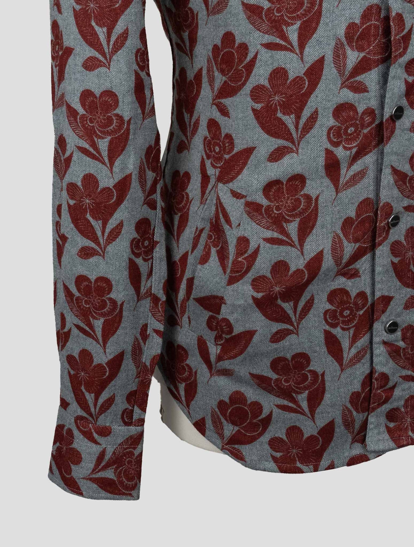 Kiton Gray Burgundy Cotton Shirt Mariano