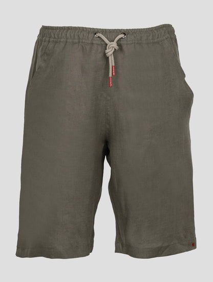 Kiton Taupe Linen Short Pants