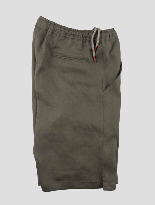 Kiton Taupe Linen Short Pants