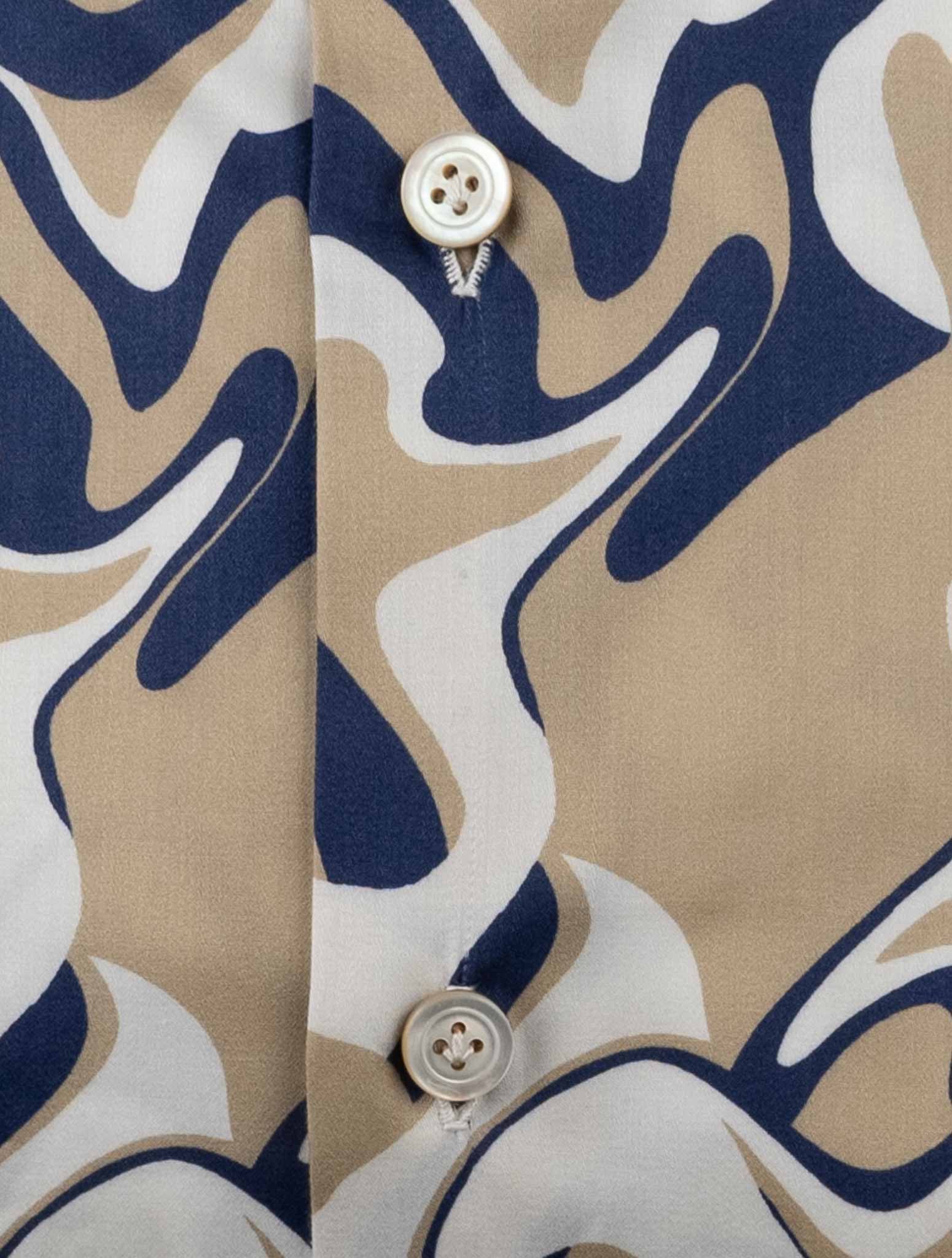 Kiton Beige Blue Cotton Ea Shirt