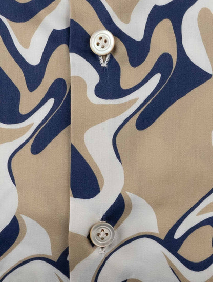 Kiton Beige Blue Cotton Ea Shirt