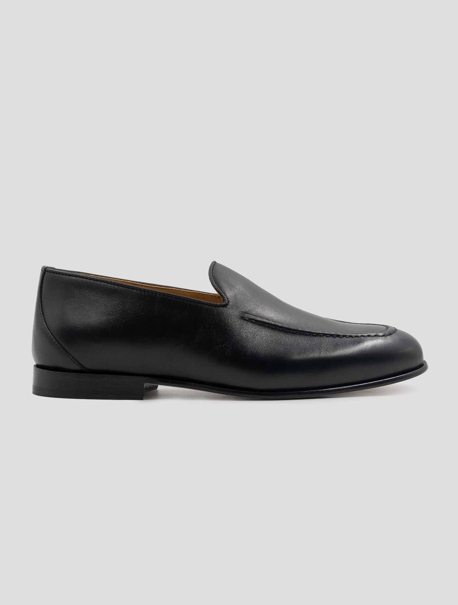 Kiton Black Leather Loafers