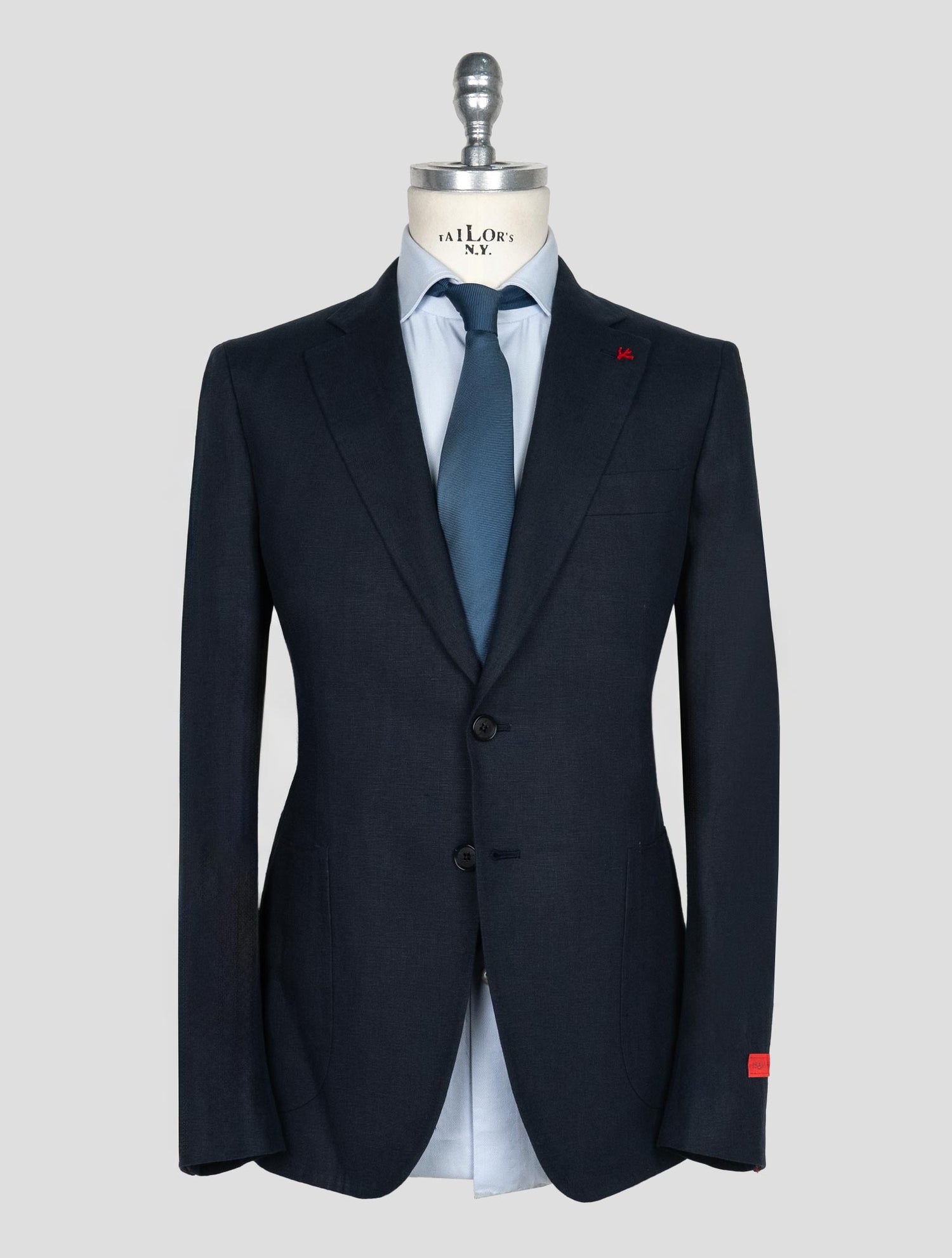 Isaia Blue Navy Linen Suit