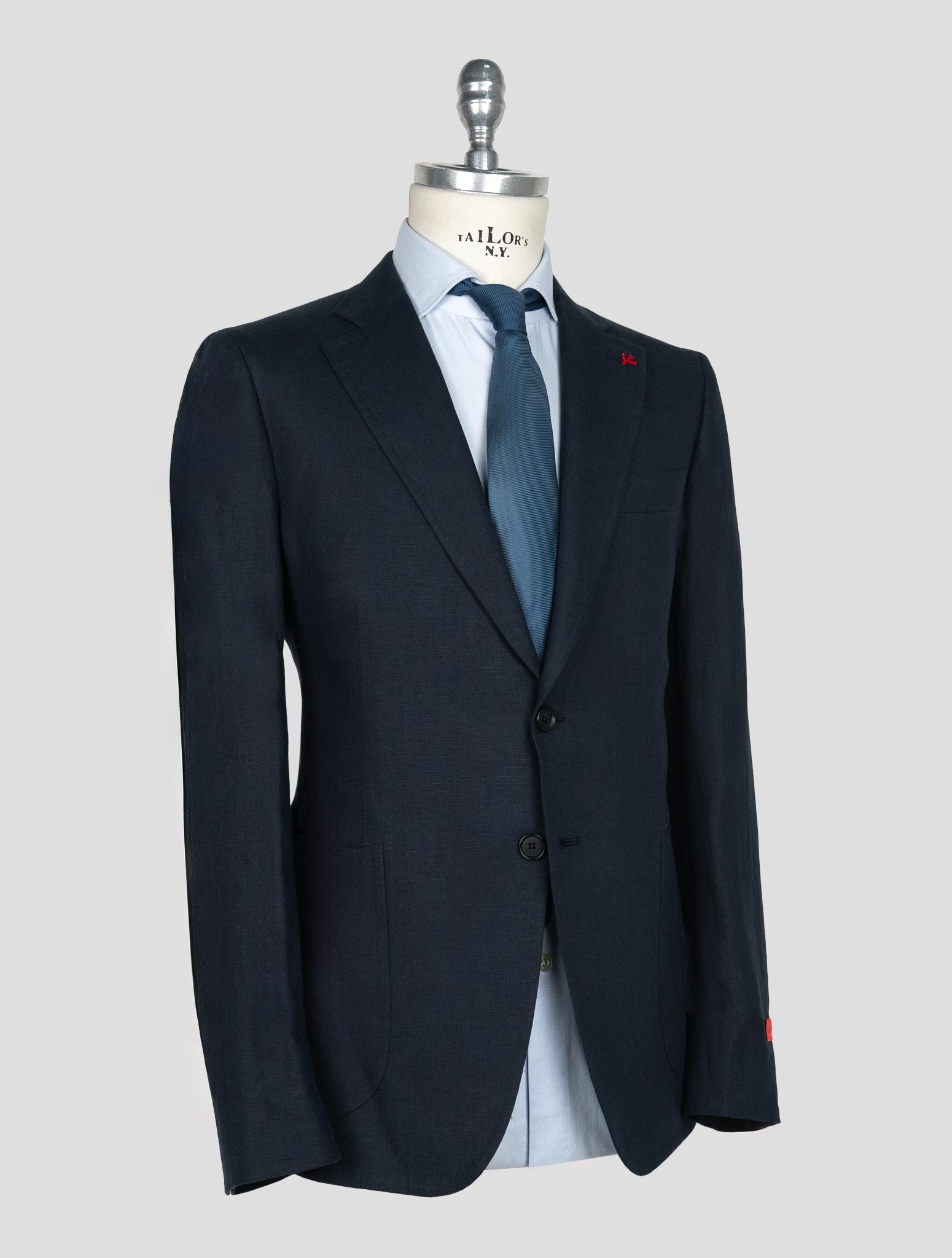 Isaia Blue Navy Linen Suit
