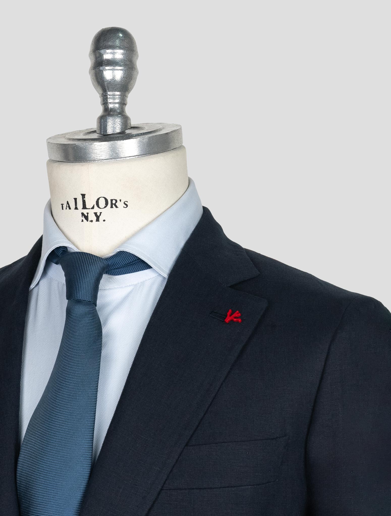 Isaia Blue Navy Linen Suit