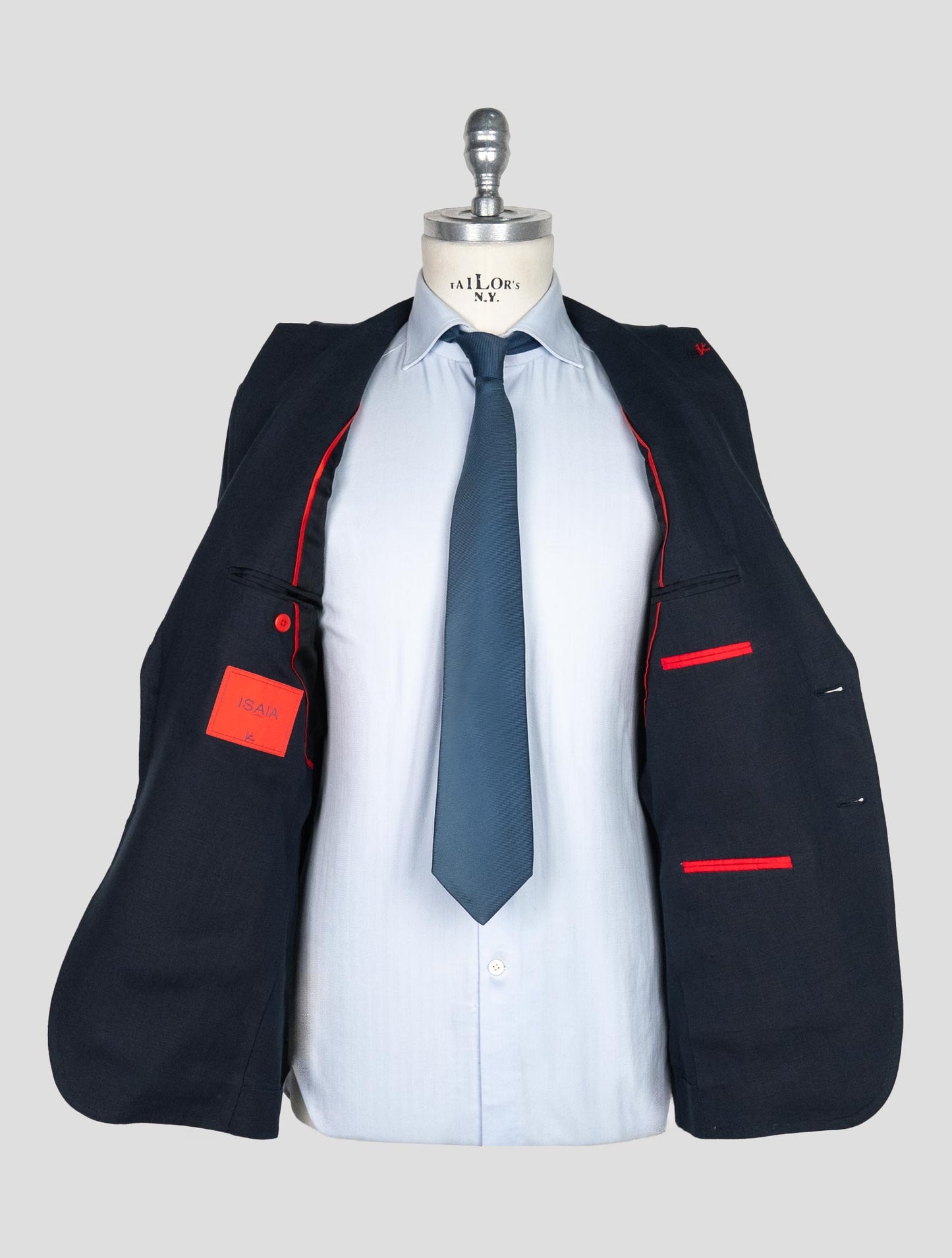 Isaia Blue Navy Linen Suit