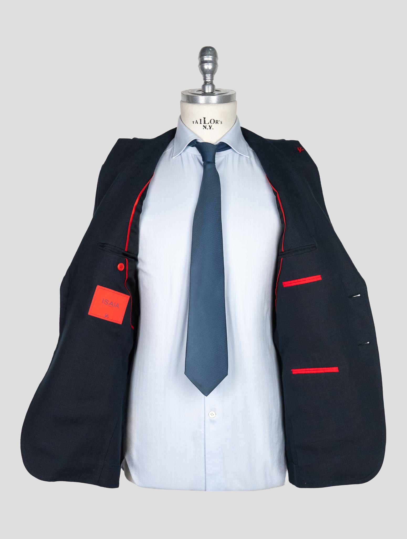 Isaia Blue Navy Linen Suit