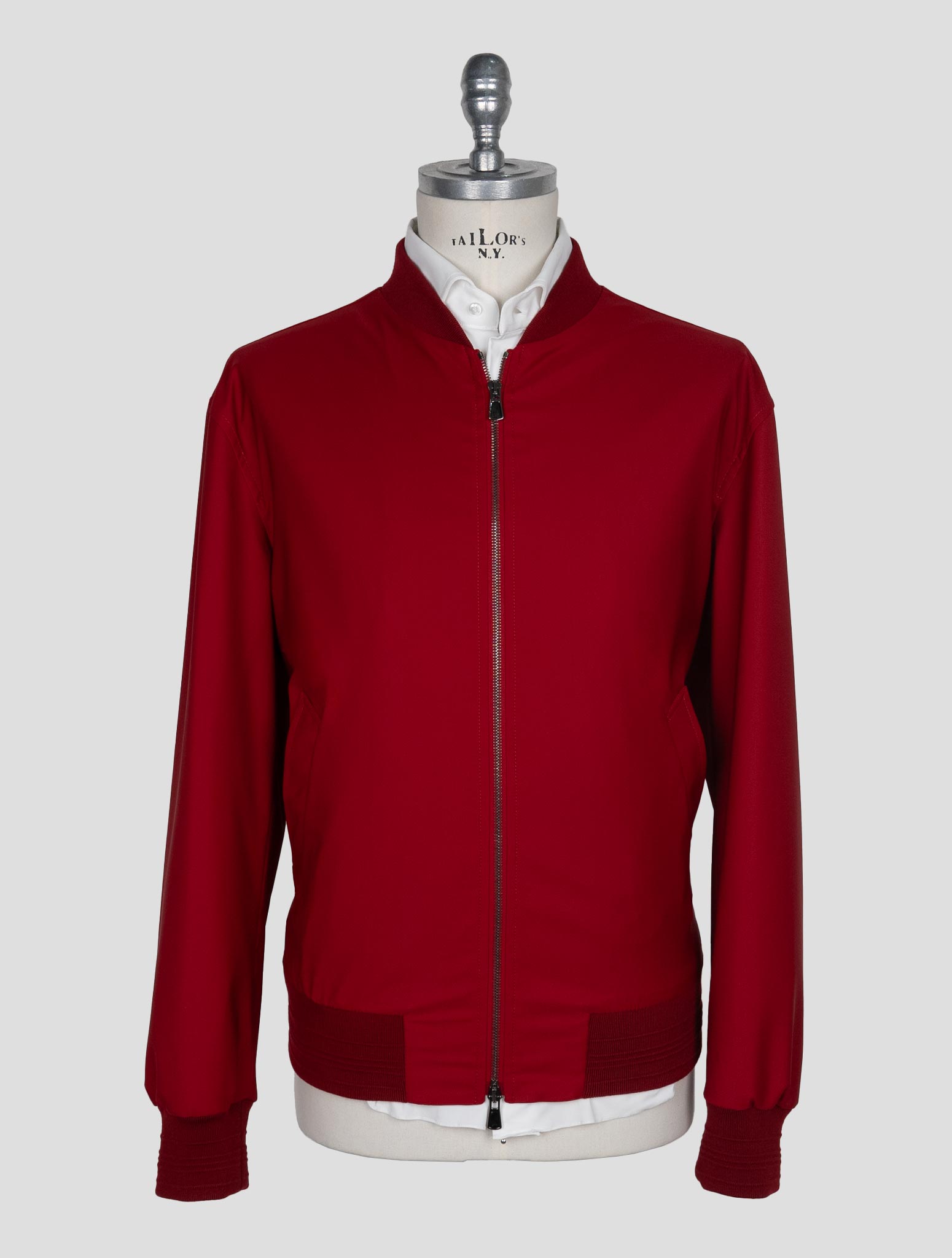 Isaia Red Wool Pl Silk Ea Coat