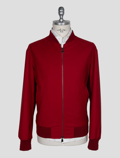 Isaia Red Wool Pl Silk Ea Coat