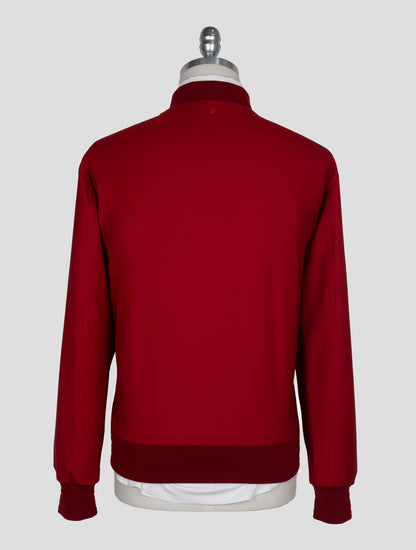 Isaia Red Wool Pl Silk Ea Coat