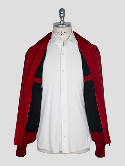 Isaia Red Wool Pl Silk Ea Coat