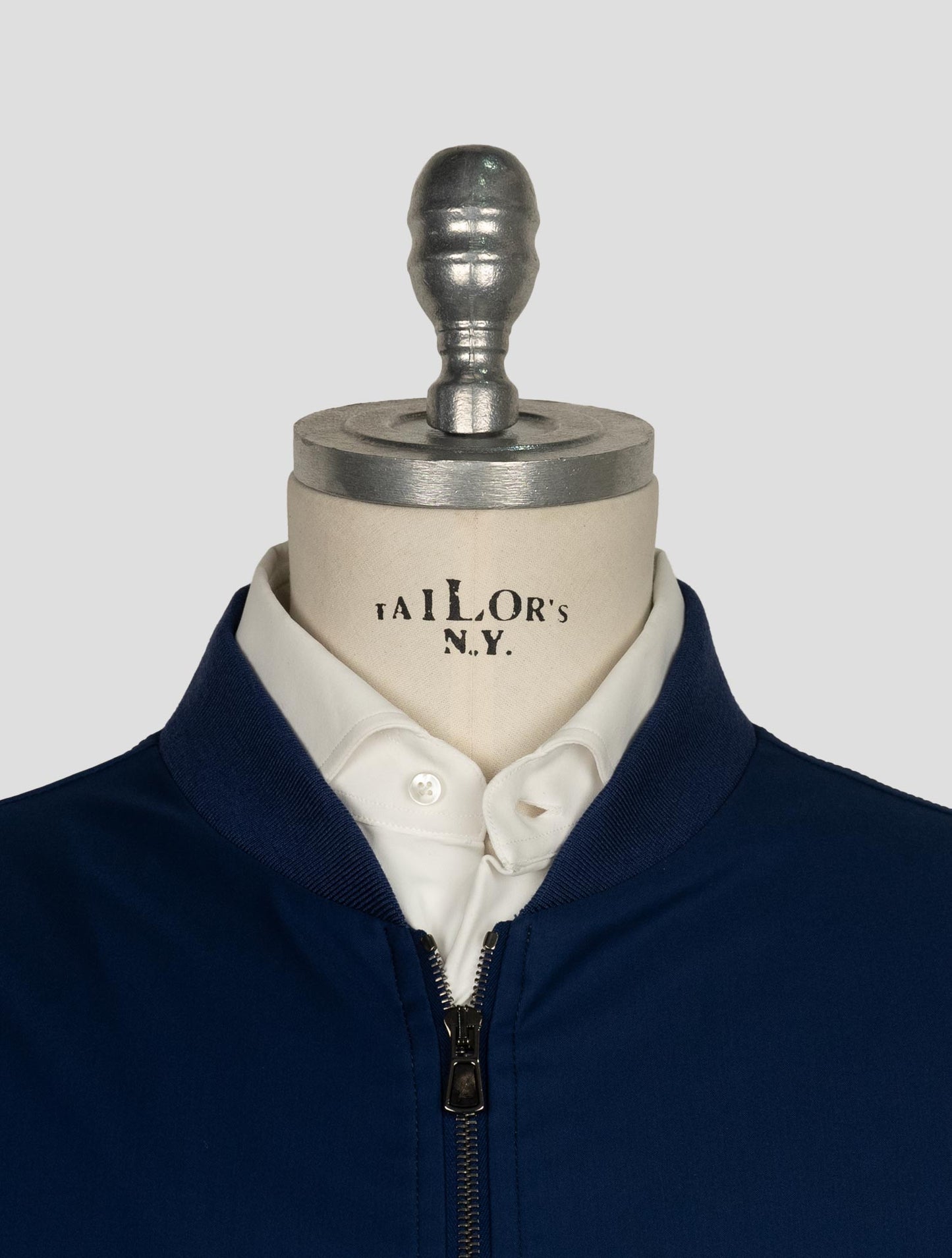 Isaia Blue Wool Pl Silk Ea Coat