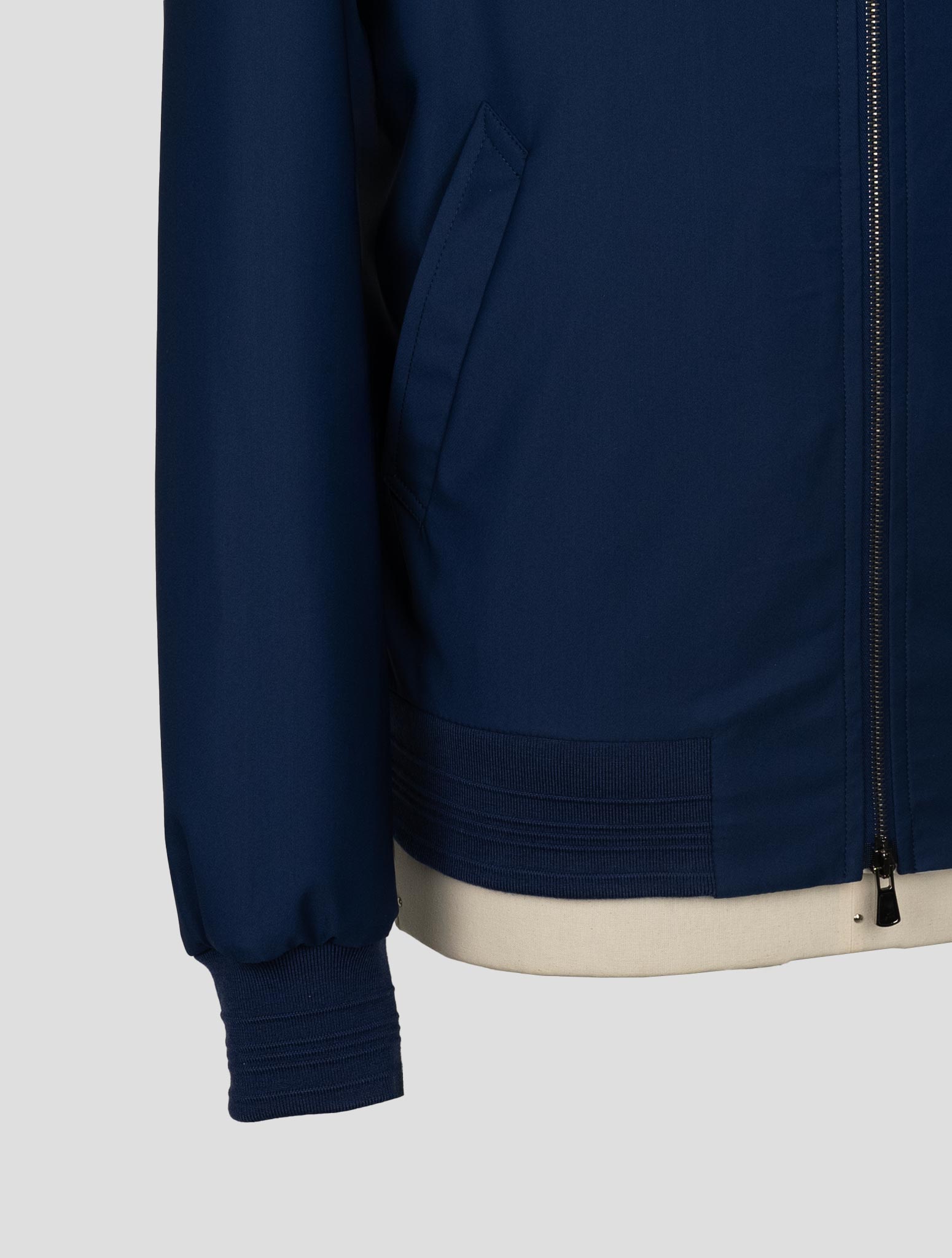 Isaia Blue Wool Pl Silk Ea Coat