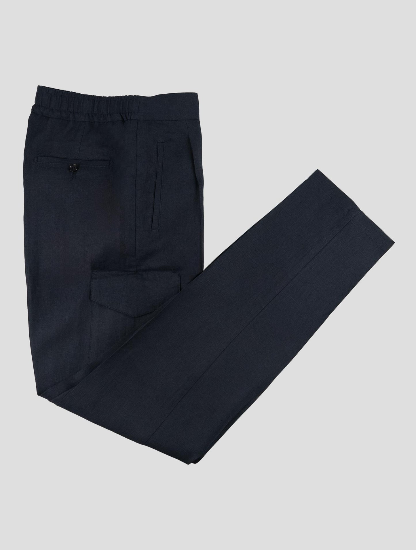 Isaia Blue Navy Linen Cargo Pants