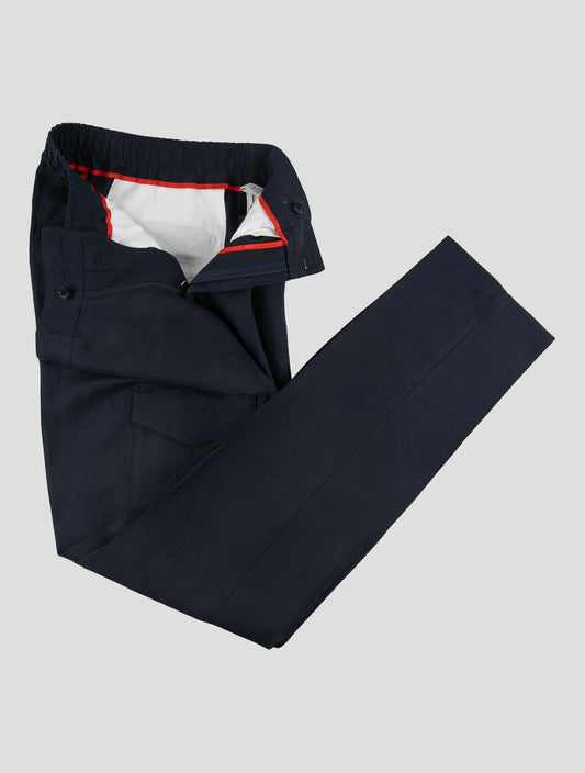 Isaia Blue Navy Linen Cargo Pants