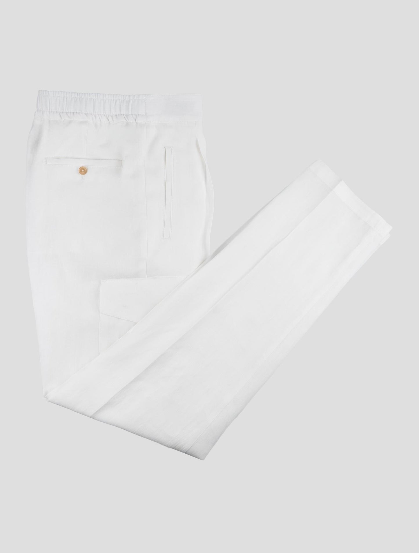 Isaia White Linen Cargo Pants