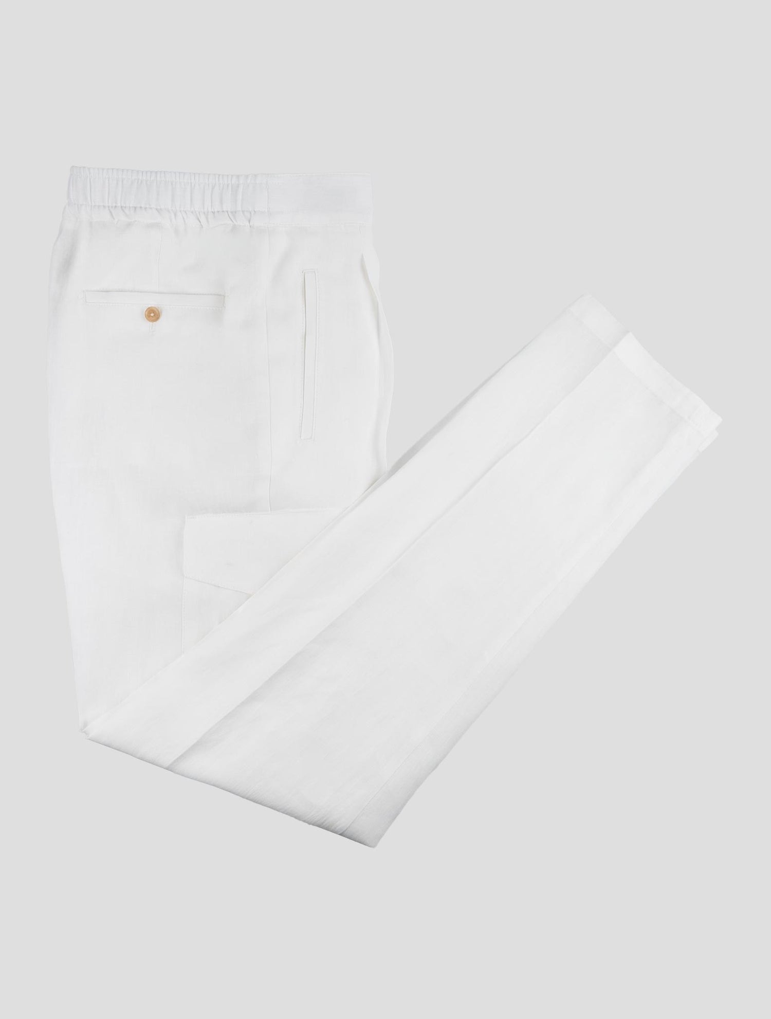 Isaia White Linen Cargo Pants
