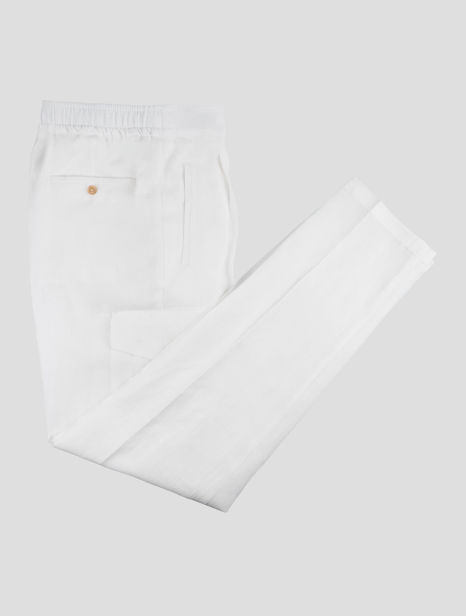 Isaia White Linen Cargo Pants