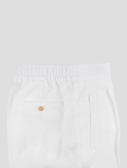 Isaia White Linen Cargo Pants