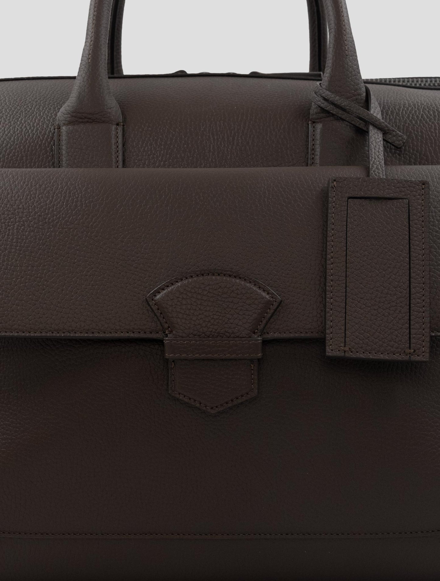 Isaia Brown Leather Travel bag