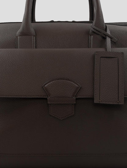 Isaia Brown Leather Travel bag