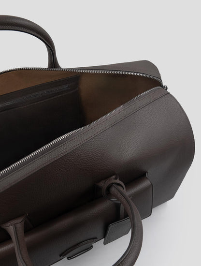 Isaia Brown Leather Travel bag