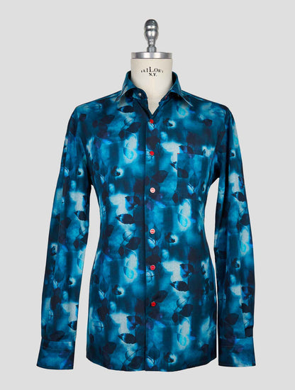 Kiton Blue Cotton Shirt