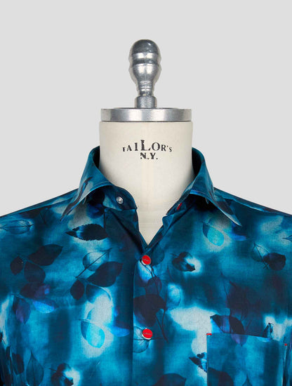 Kiton Blue Cotton Shirt