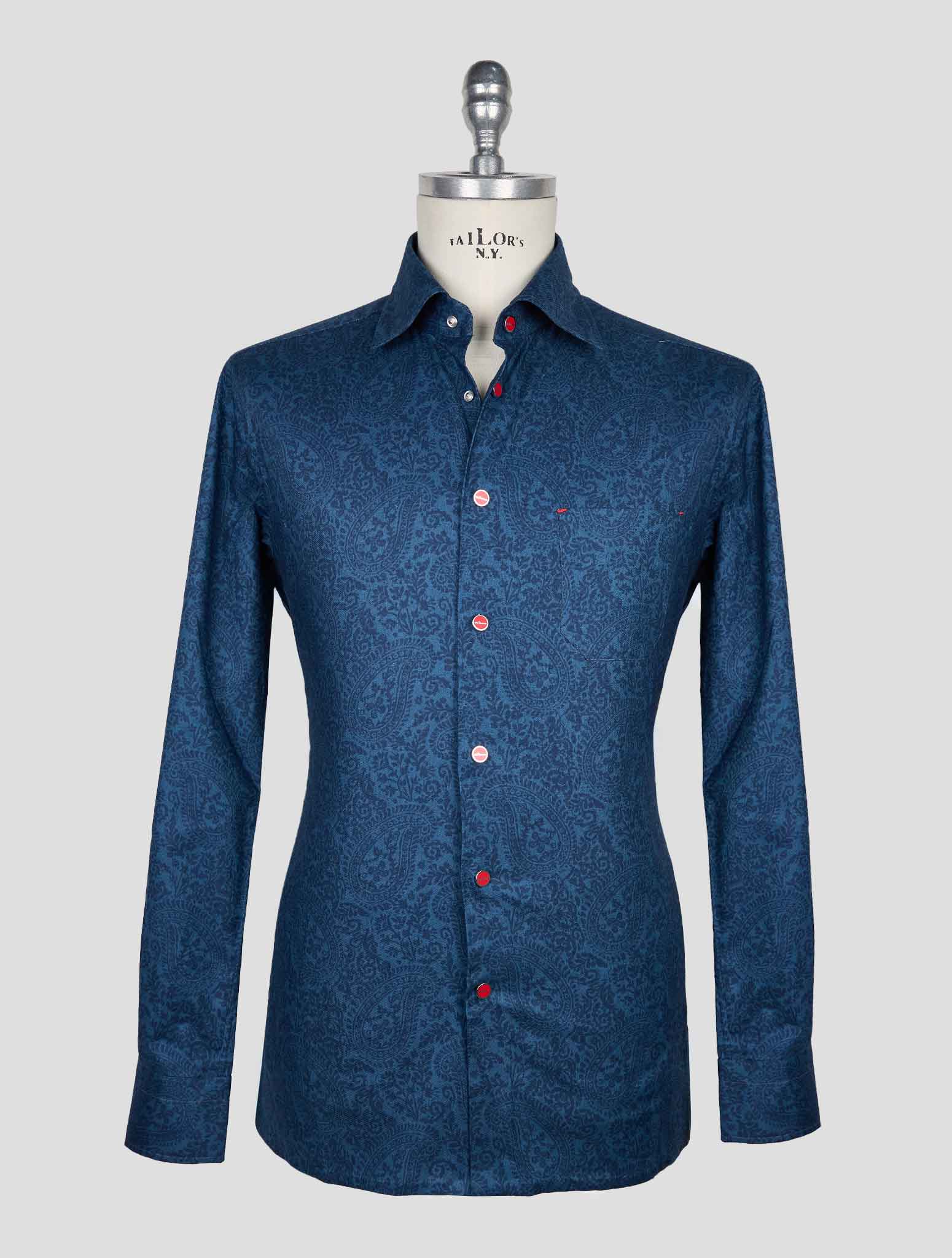 Kiton Blue Cotton Shirt