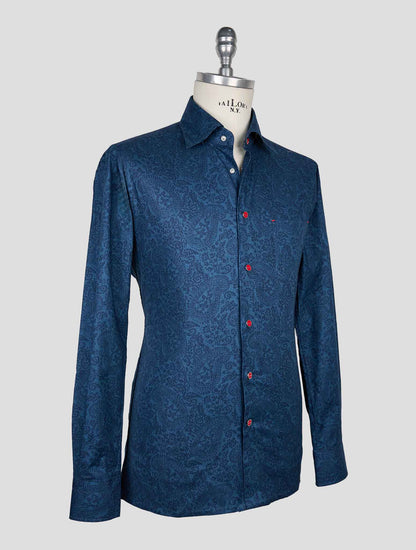 Kiton Blue Cotton Shirt