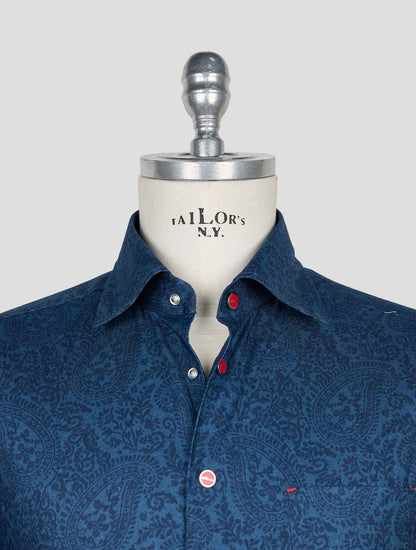 Kiton Blue Cotton Shirt