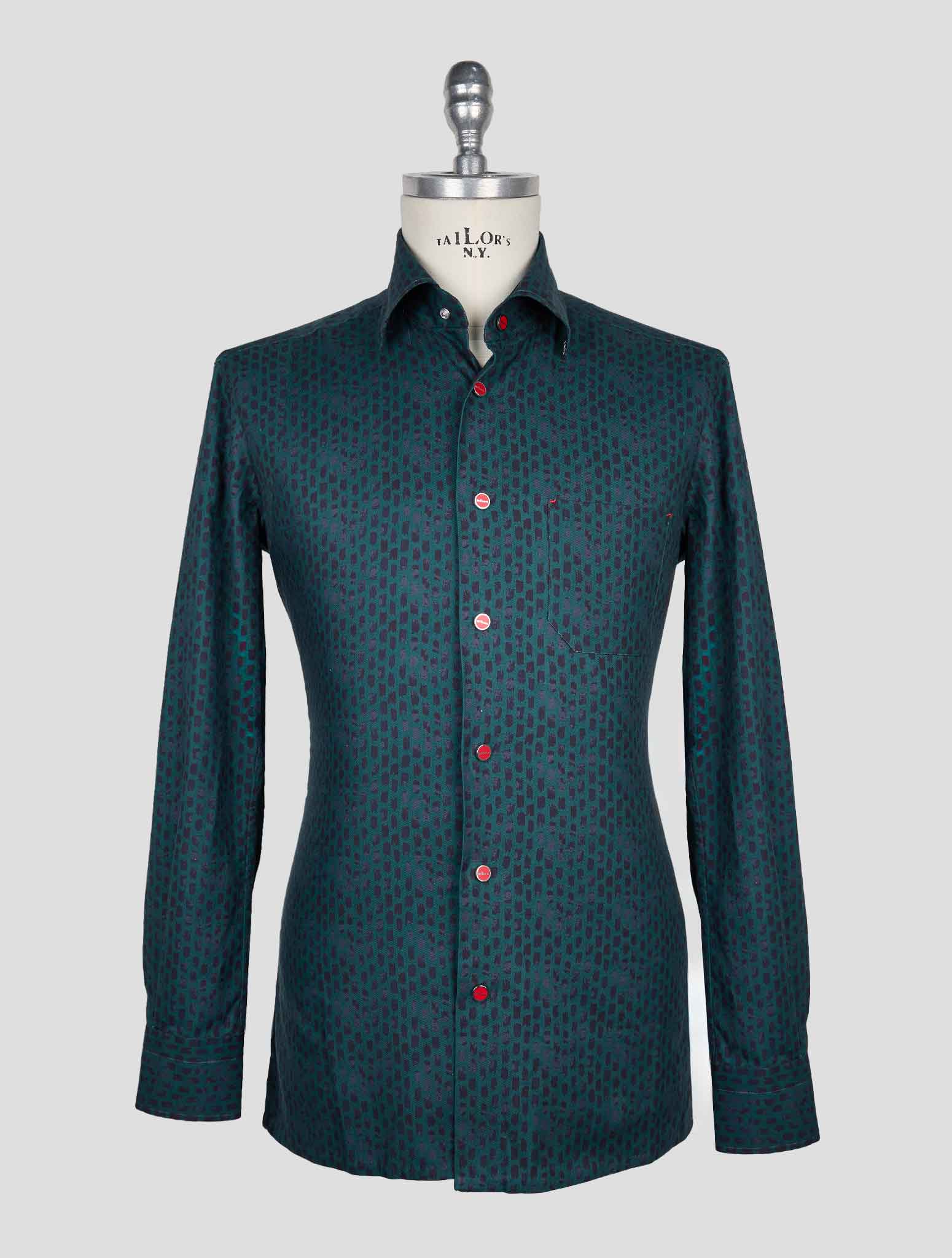 Kiton Green Blue Cotton Shirt