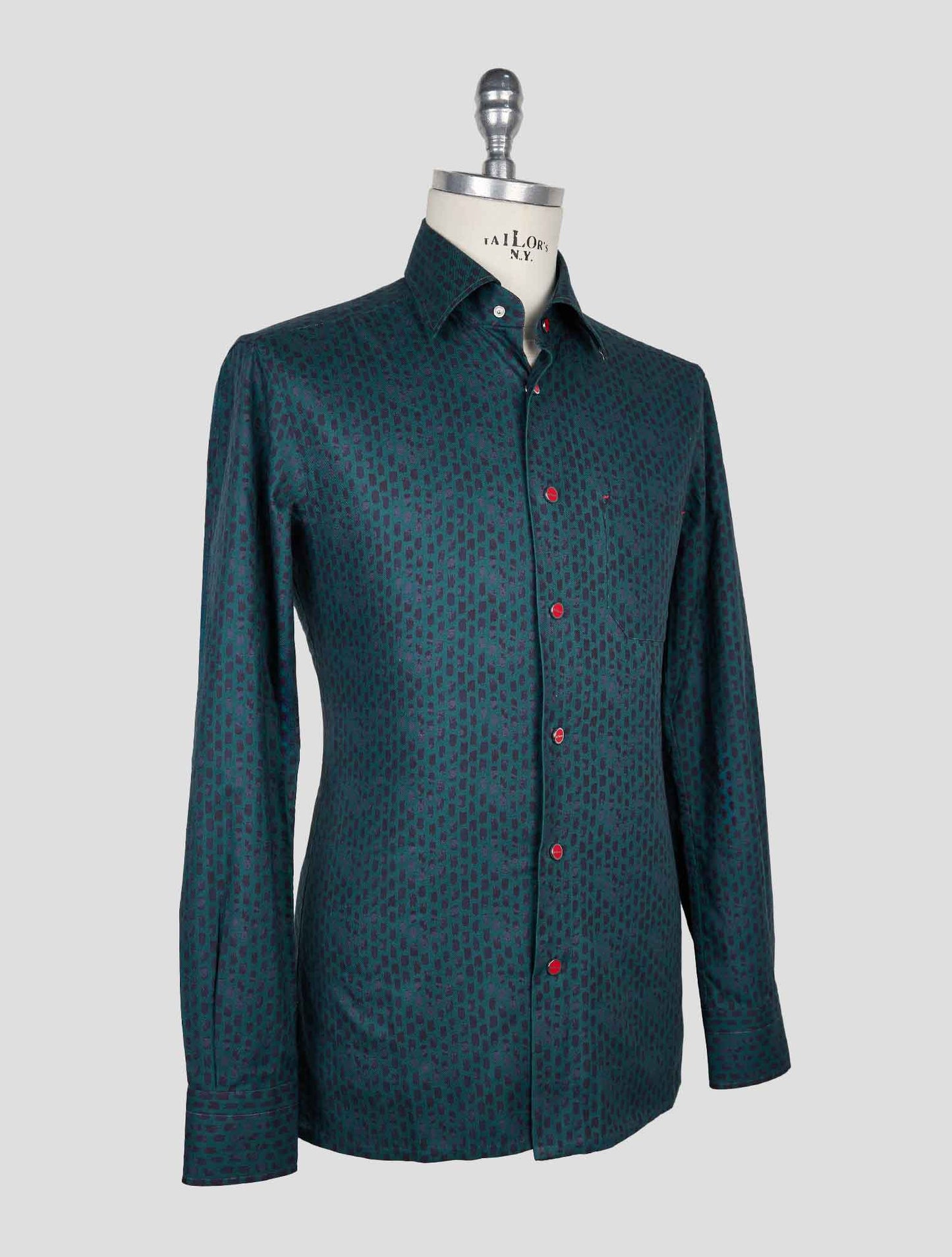 Kiton Green Blue Cotton Shirt