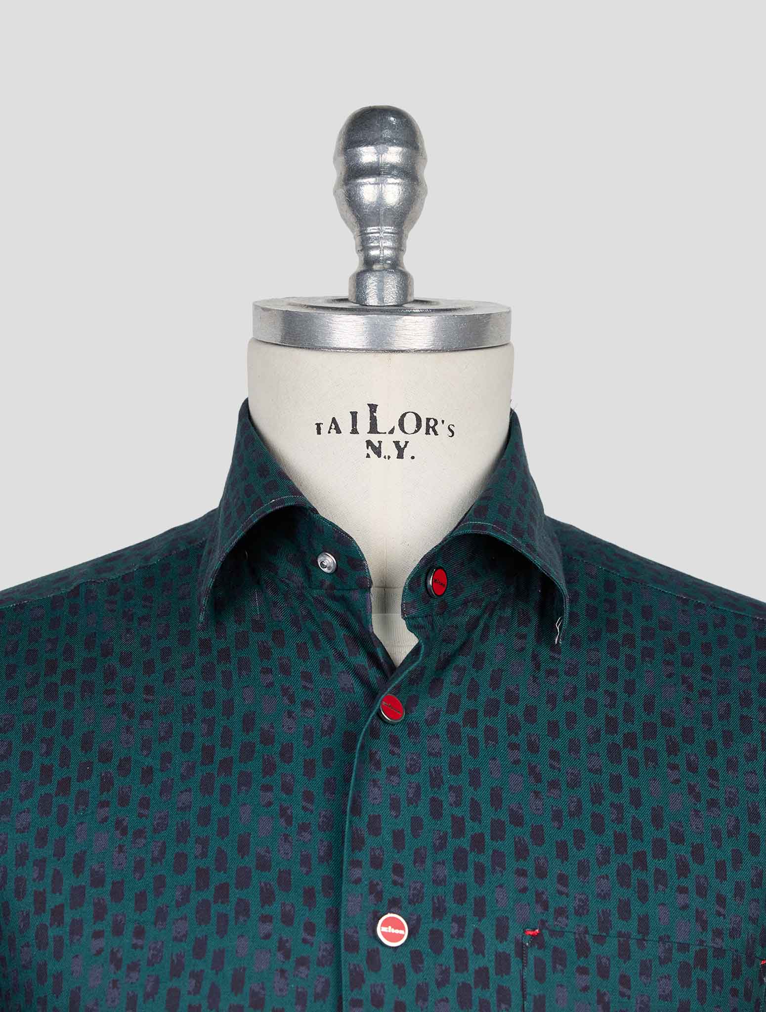 Kiton Green Blue Cotton Shirt