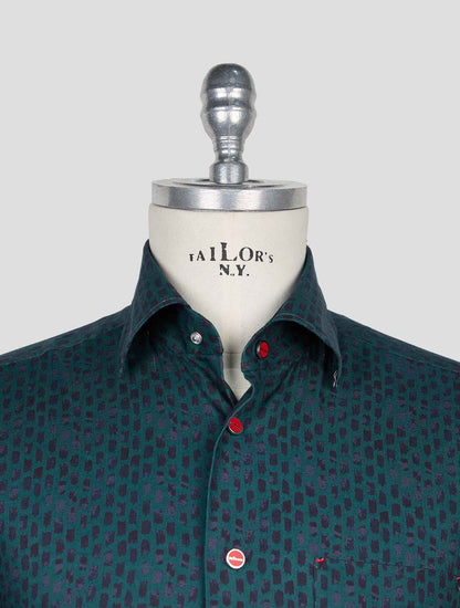 Kiton Green Blue Cotton Shirt