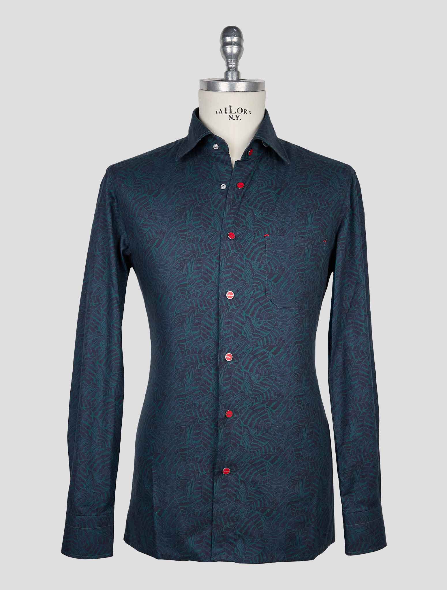 Kiton Green Blue Cotton Shirt