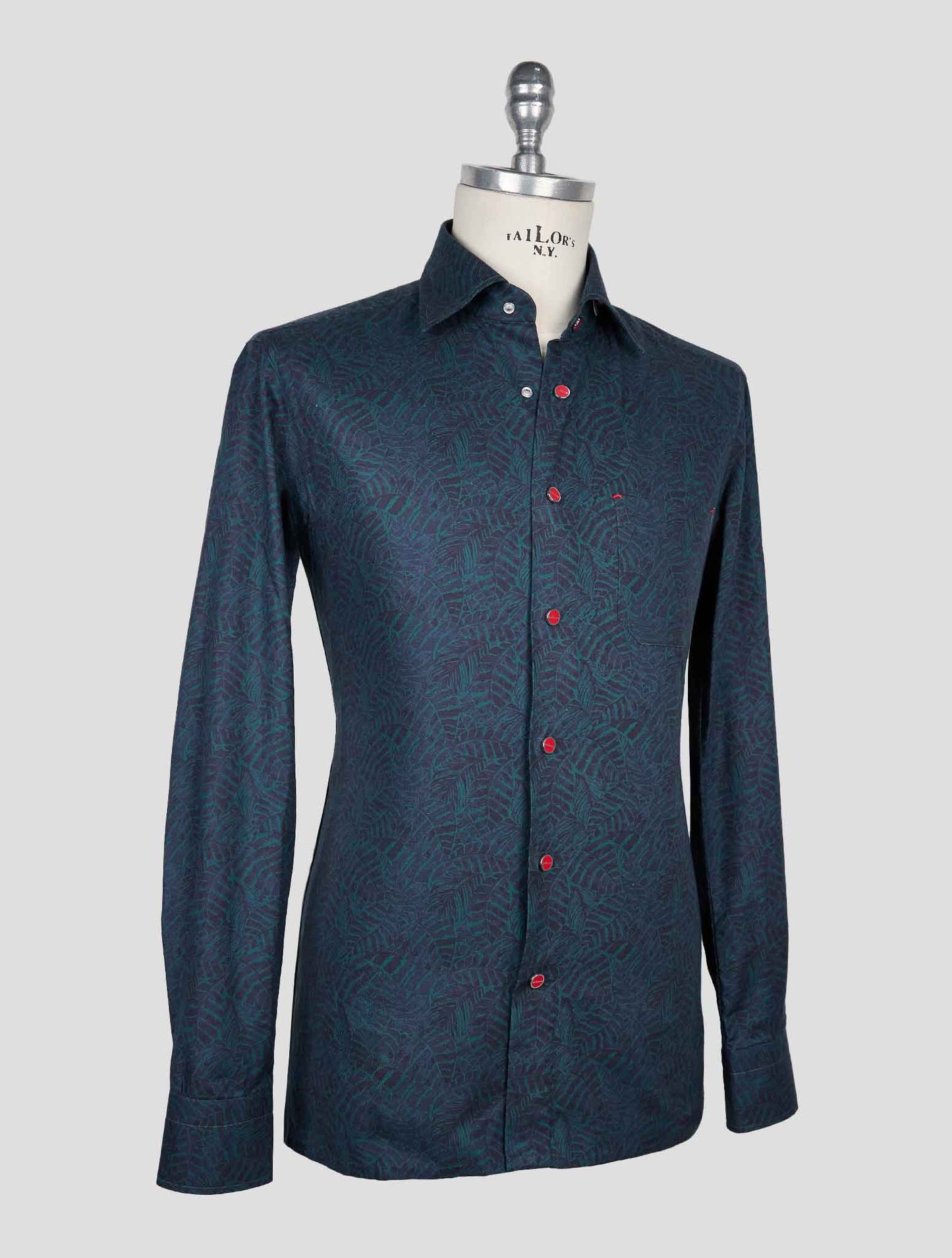 Kiton Green Blue Cotton Shirt