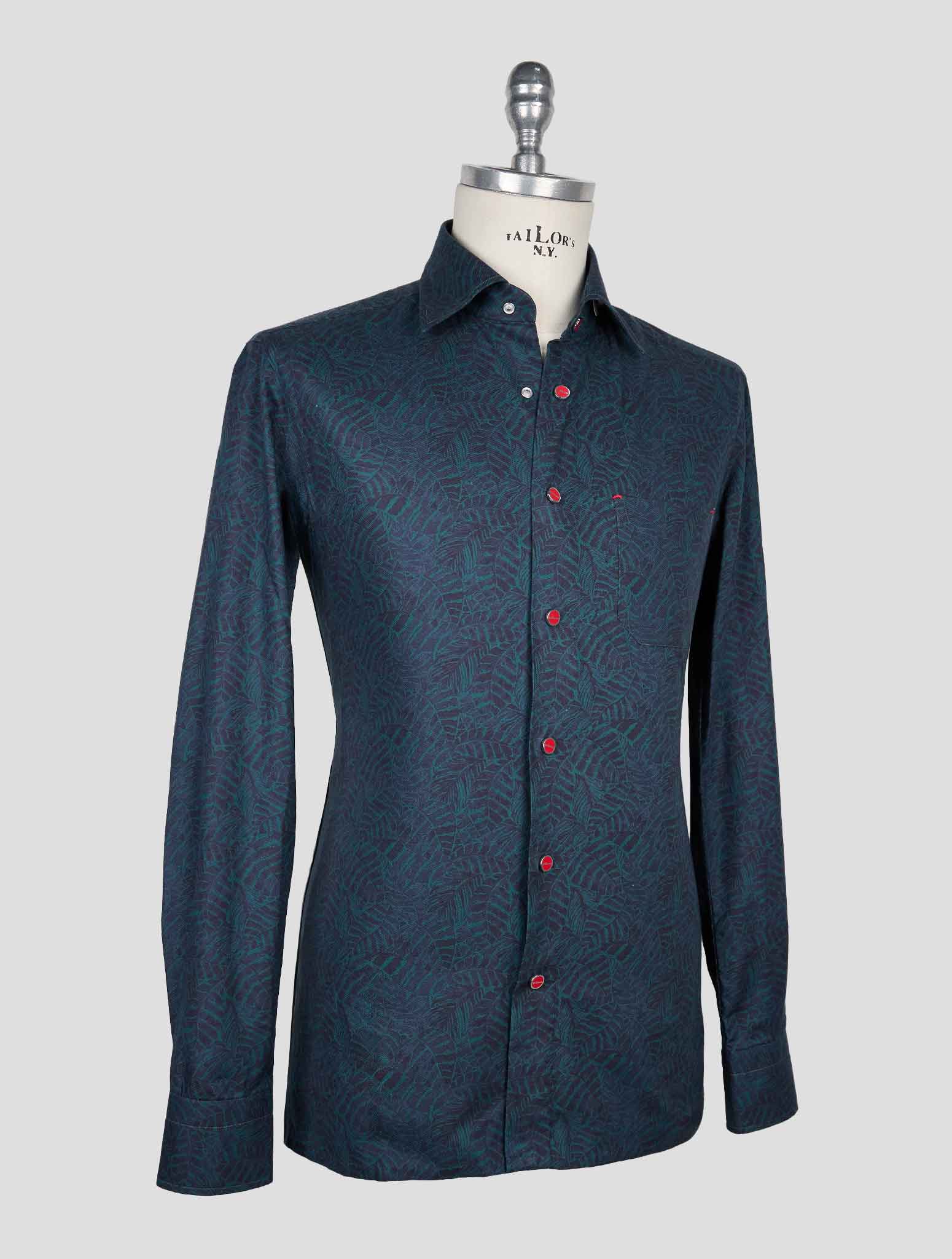 Kiton Green Blue Cotton Shirt