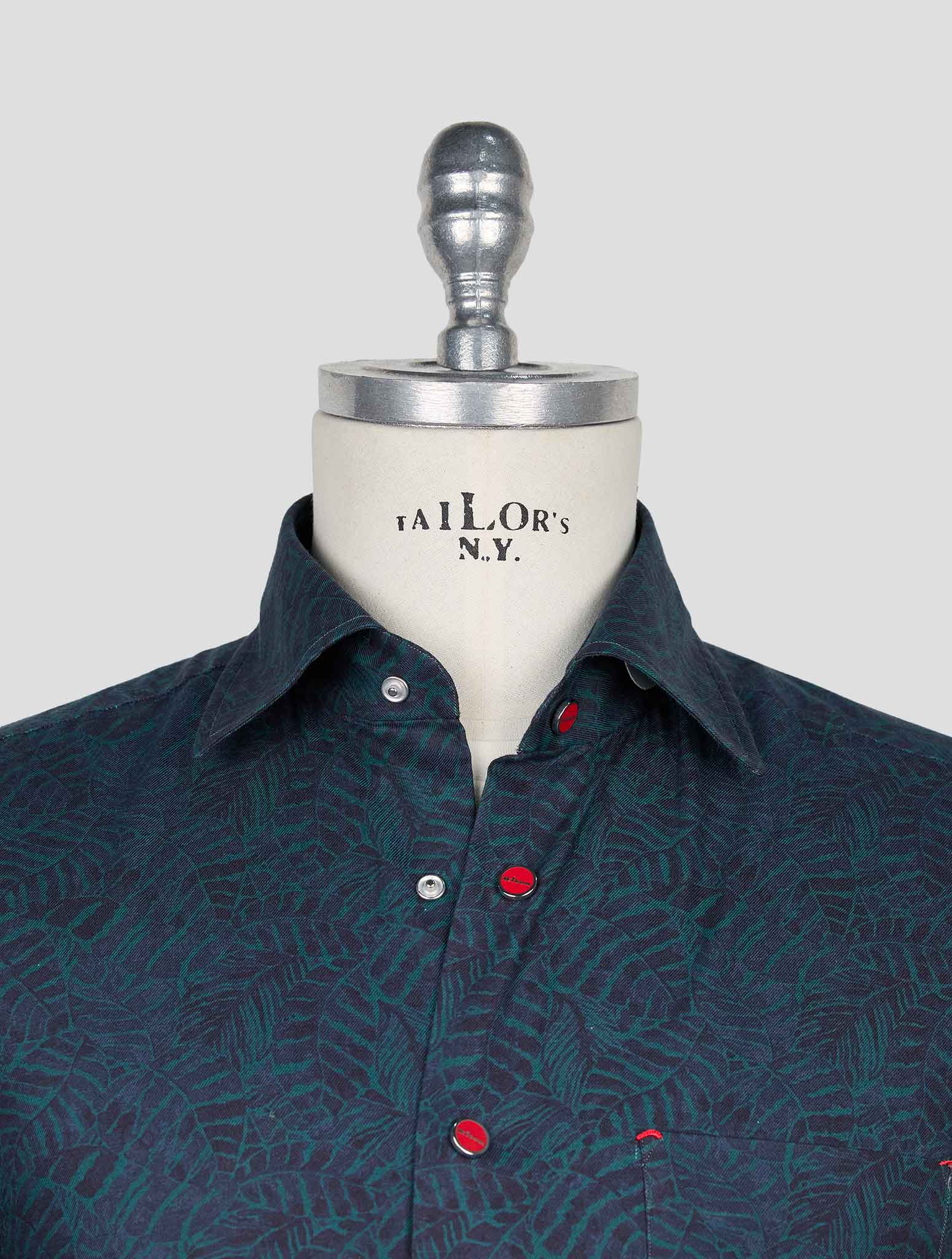 Kiton Green Blue Cotton Shirt