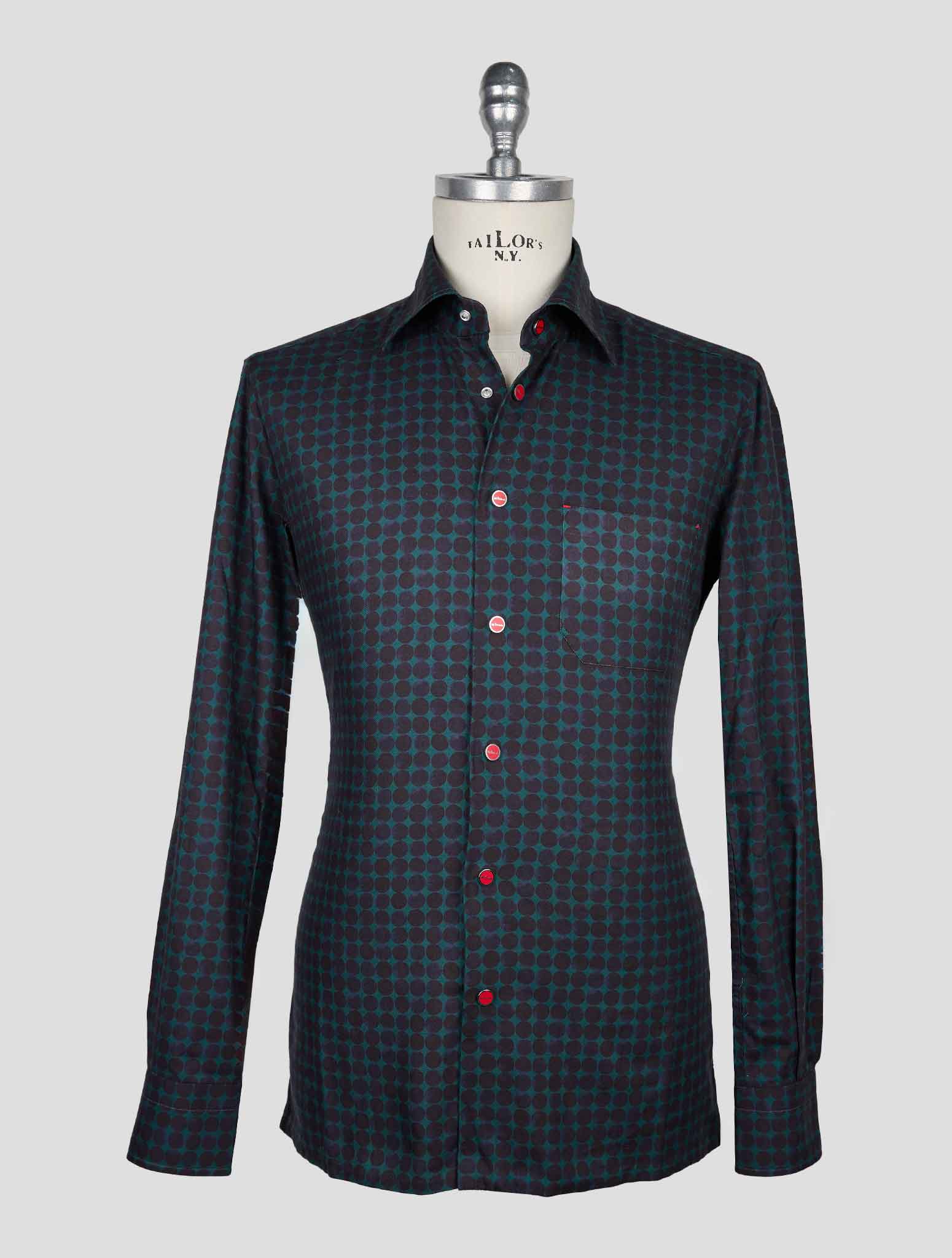 Kiton Blue Green Cotton Shirt