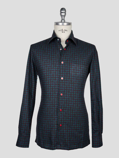 Kiton Blue Green Cotton Shirt