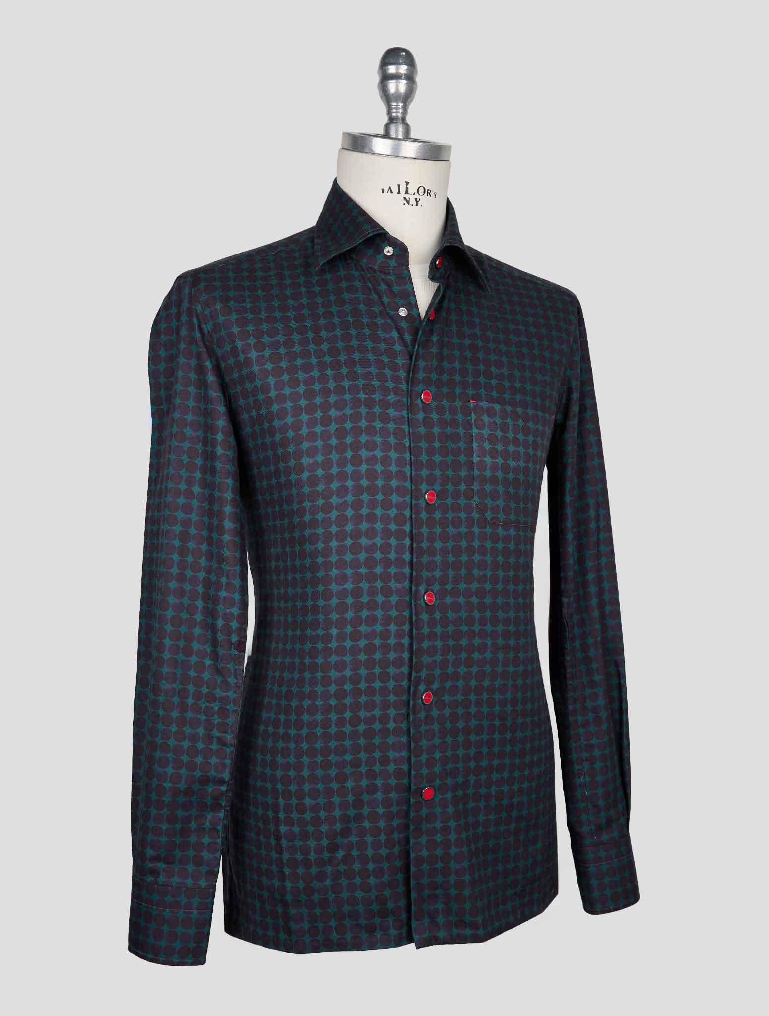 Kiton Blue Green Cotton Shirt