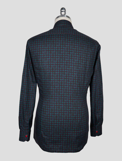 Kiton Blue Green Cotton Shirt